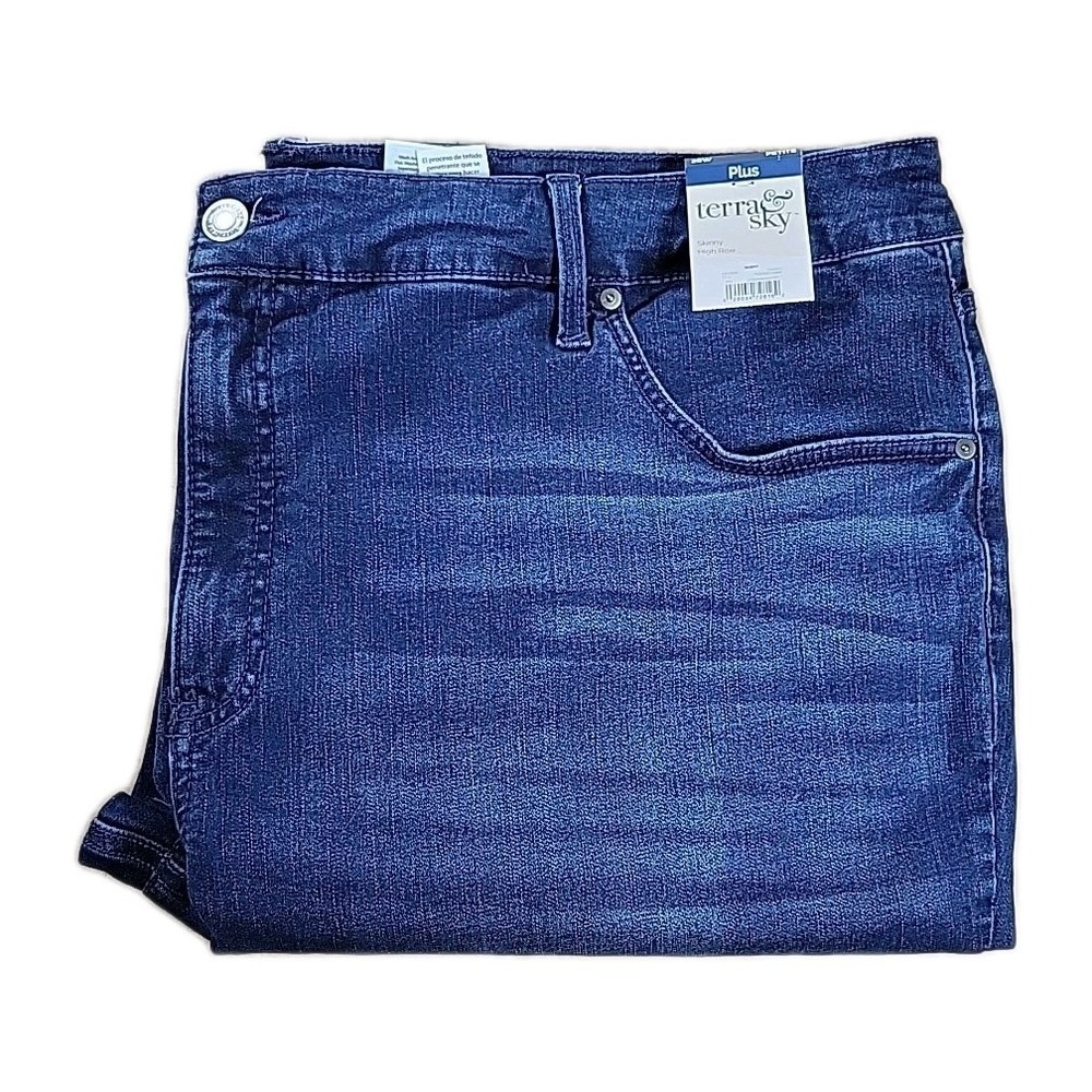 NWT Terra & Sky Blue‎ Denim Jeans Size 26W  Petite Skinny High Rise